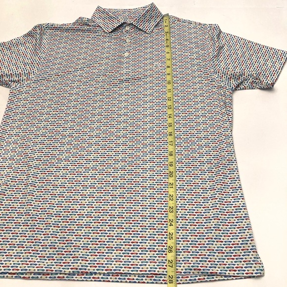 Rhoback Performance Polo All Over Print Mens Medium Golf White Sports Cars - Picture 7 of 9